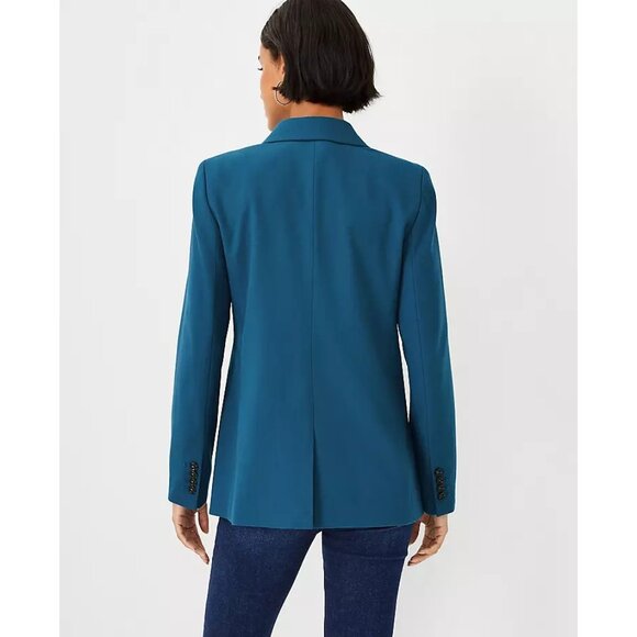 NWT Womens Size 16 Ann Taylor Teal Green Notched Lapel Flannel Blazer Jacket NEW - Picture 3 of 3